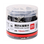 得力8566黑色长尾夹15MM